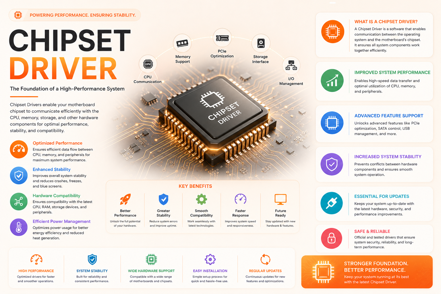 Chipset driver overview: CPU communication, memory support, PCIe and storage optimisation