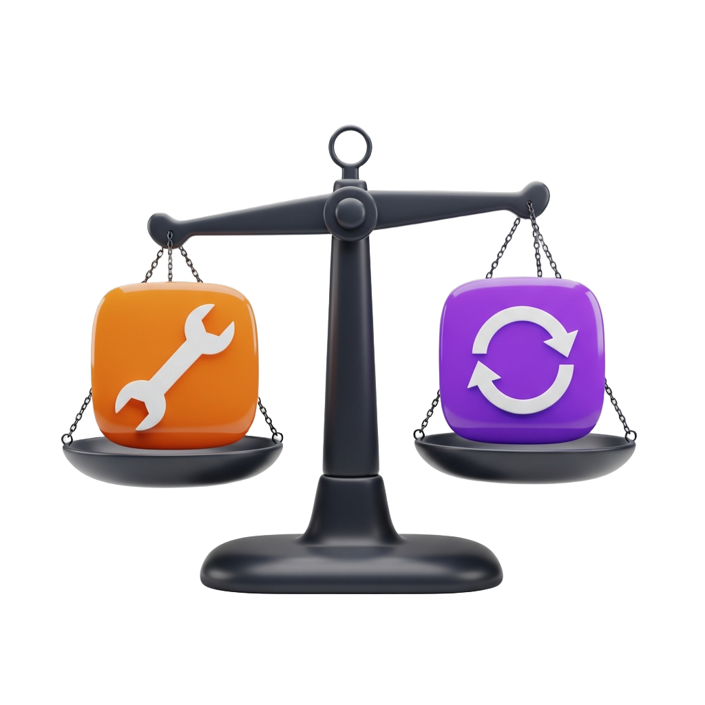 Balance scale weighing manual driver updates against automatic updates