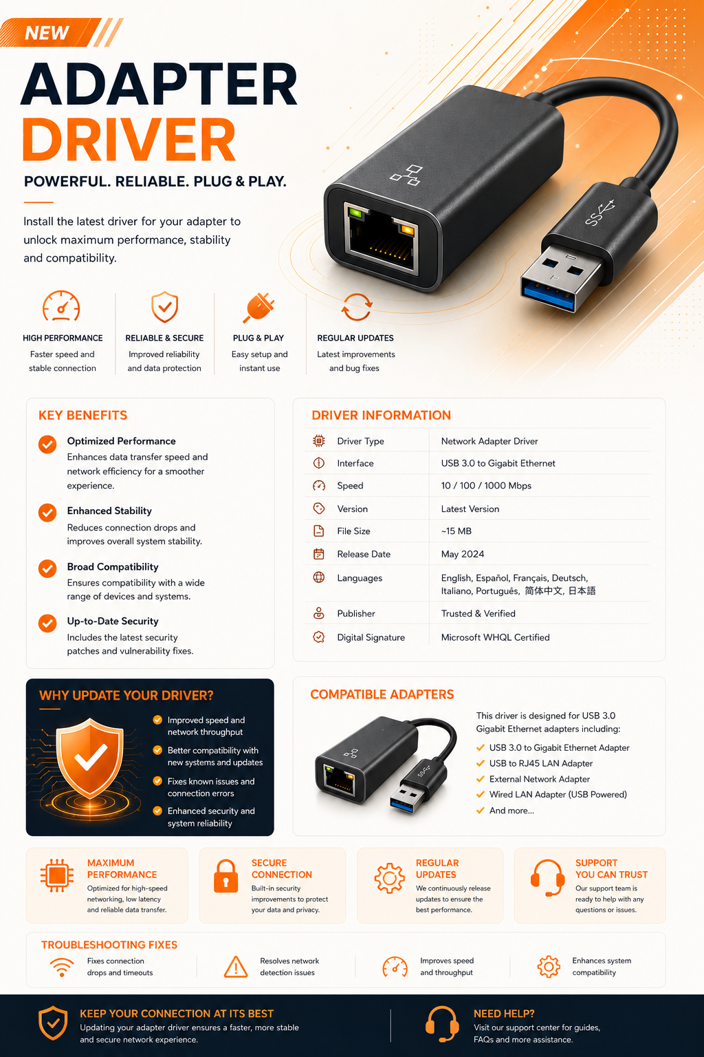 Network Adapter driver details: USB 3.0 to Gigabit Ethernet, broad compatibility and up-to-date security